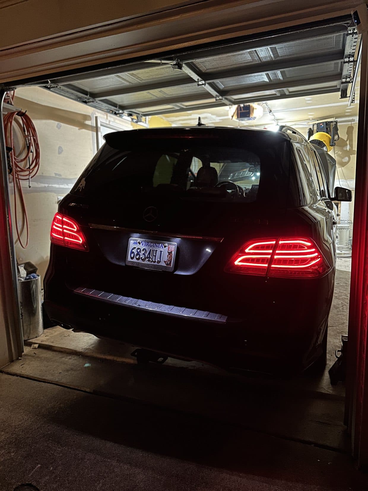 Black Mercedes-Benz SUV in shop garage, Mercedes repair Sterling VA