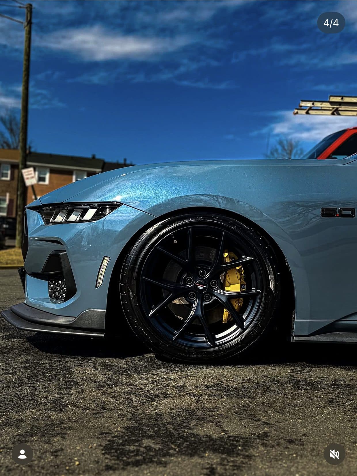 2024 Ford Mustang S650 GT · Calipers wrapped in @rvinyl reflective yellow vinyl.