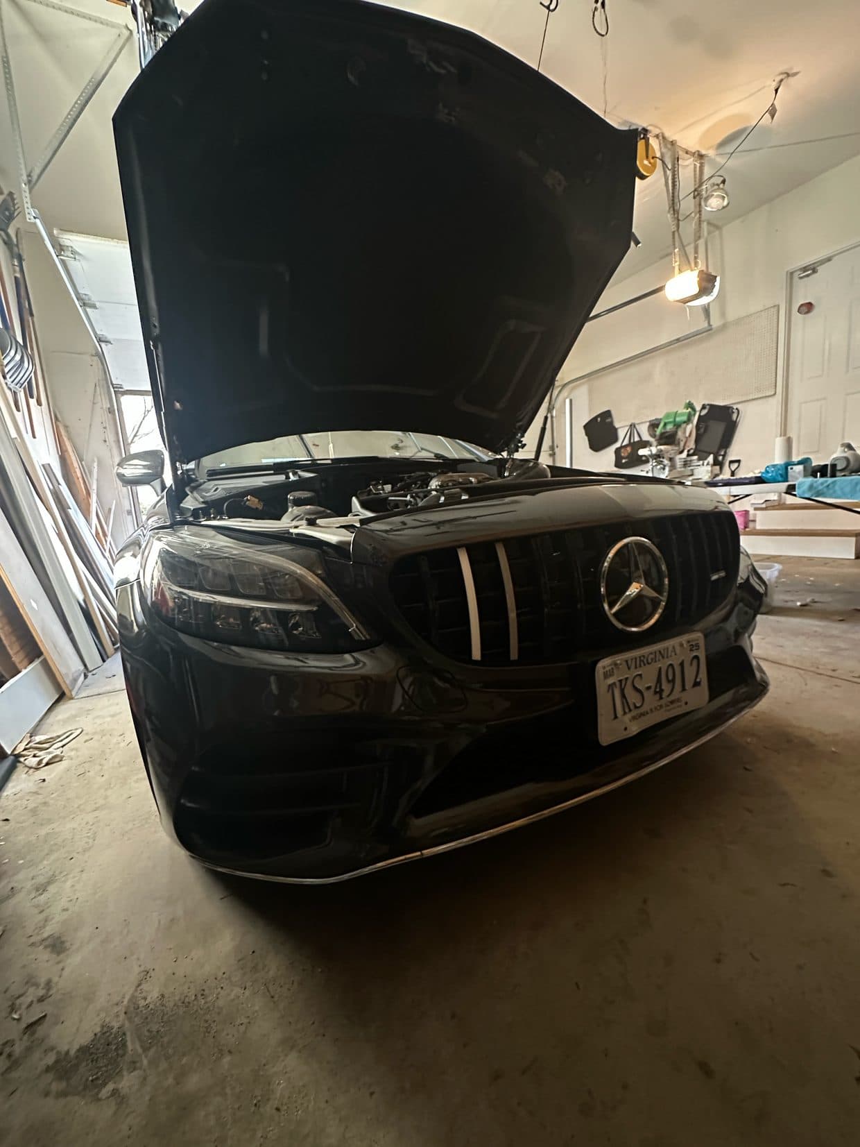 2020 Mercedes-Benz C300 · Black C300 in for an oil + filter service plus an intake clean and fuel-system cleaner.