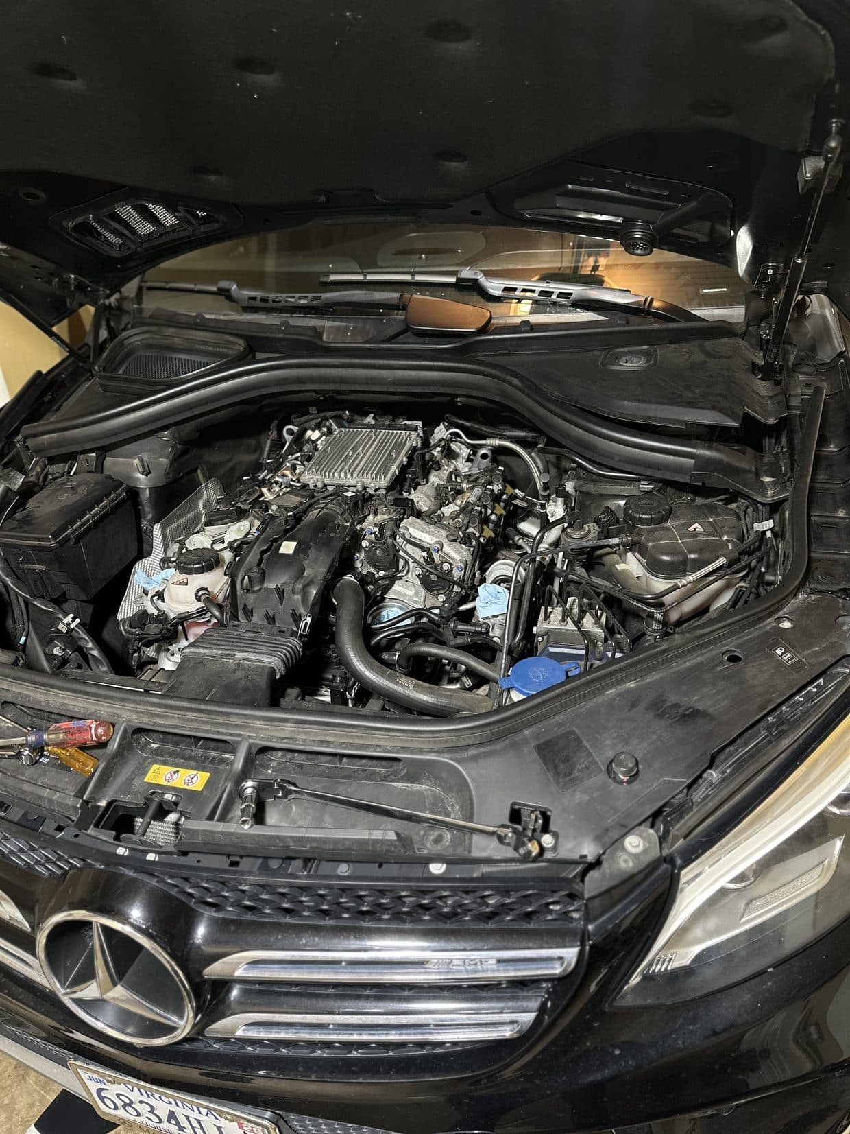 Audi engine bay detail during service, Audi repair DMV