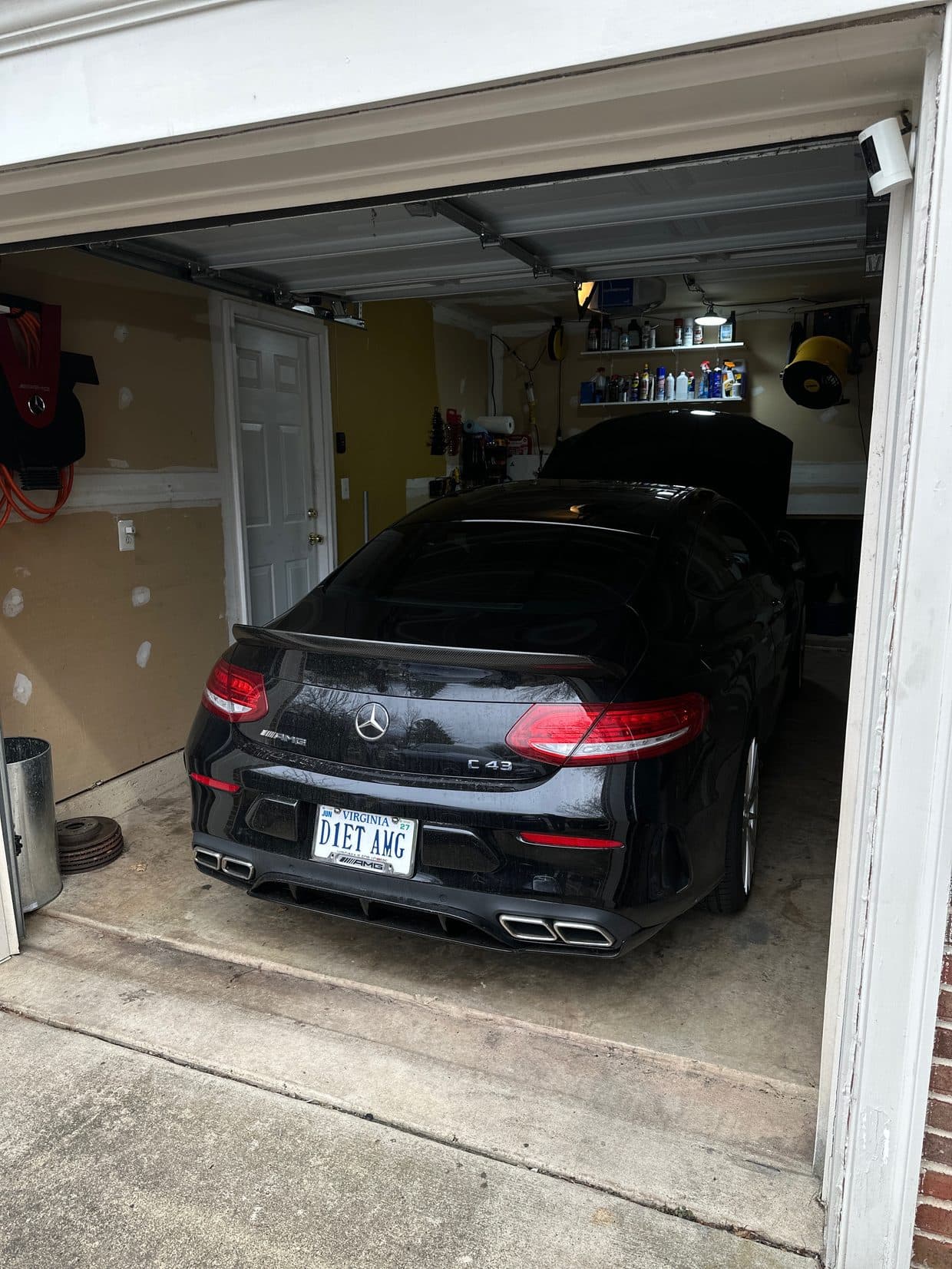 Black Mercedes-Benz S-Class rear in garage, Mercedes service Sterling VA