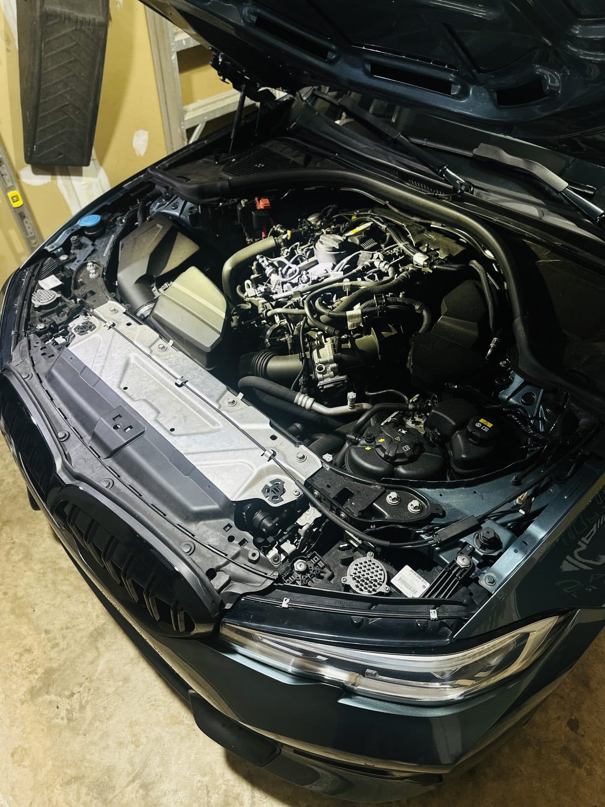 Engine bay open during service at M&S Autohaus Sterling VA