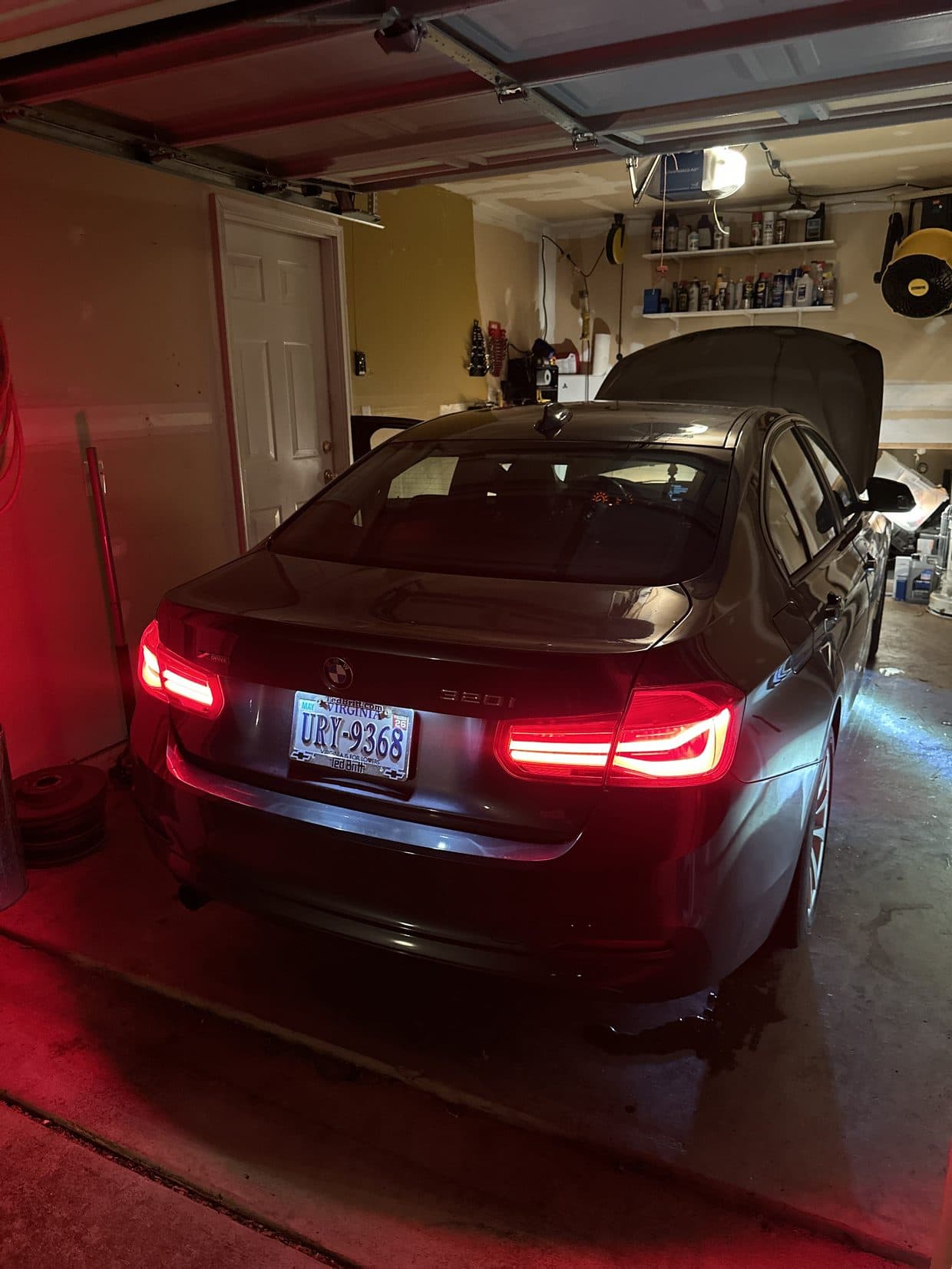 BMW sedan rear in shop with ambient lighting, BMW service Sterling VA