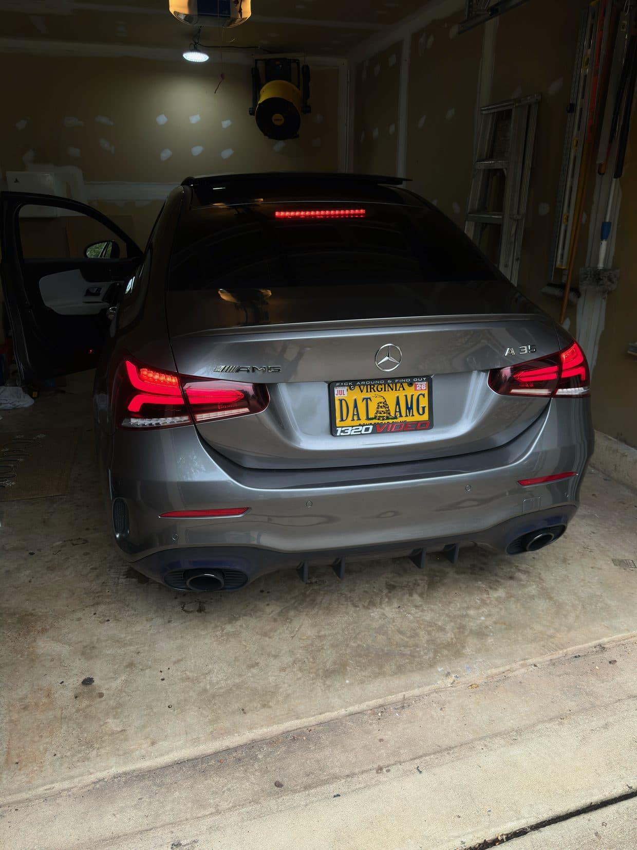 Gray Mercedes-AMG sedan rear in garage, AMG service Northern Virginia