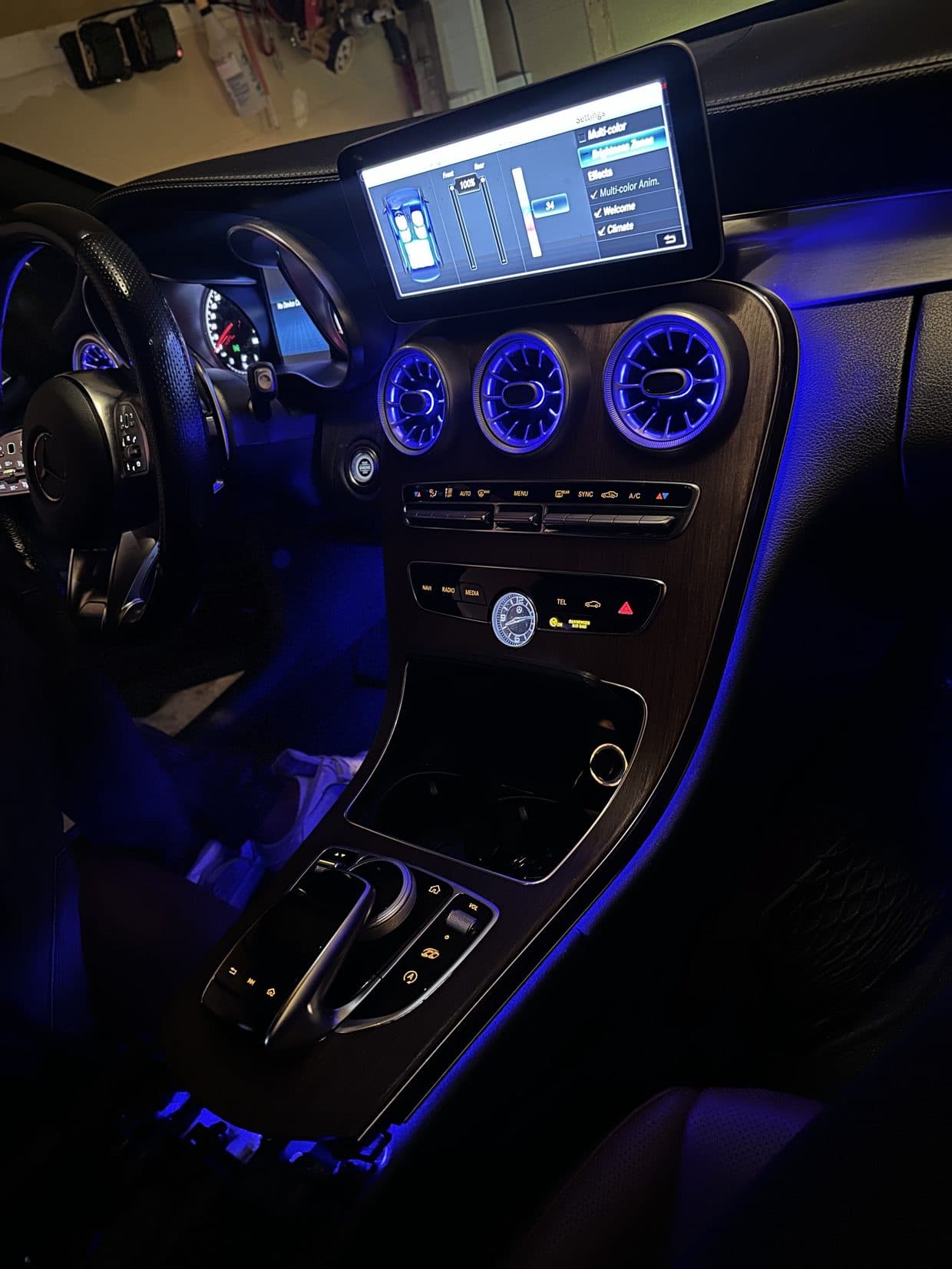 Mercedes interior dash with ambient lighting, interior detail Northern Virginia